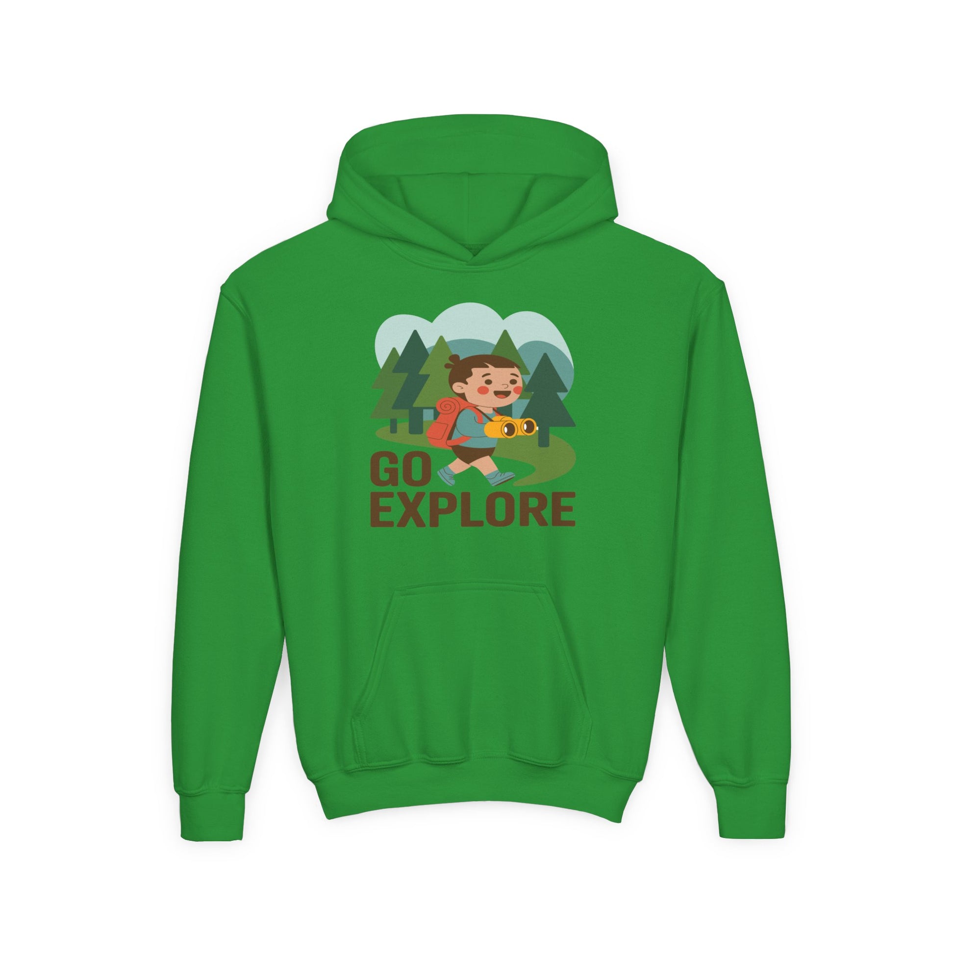 Youth Hoodie – "Go Explore" Camping Adventure Kid Sweatshirt TEEZOCA