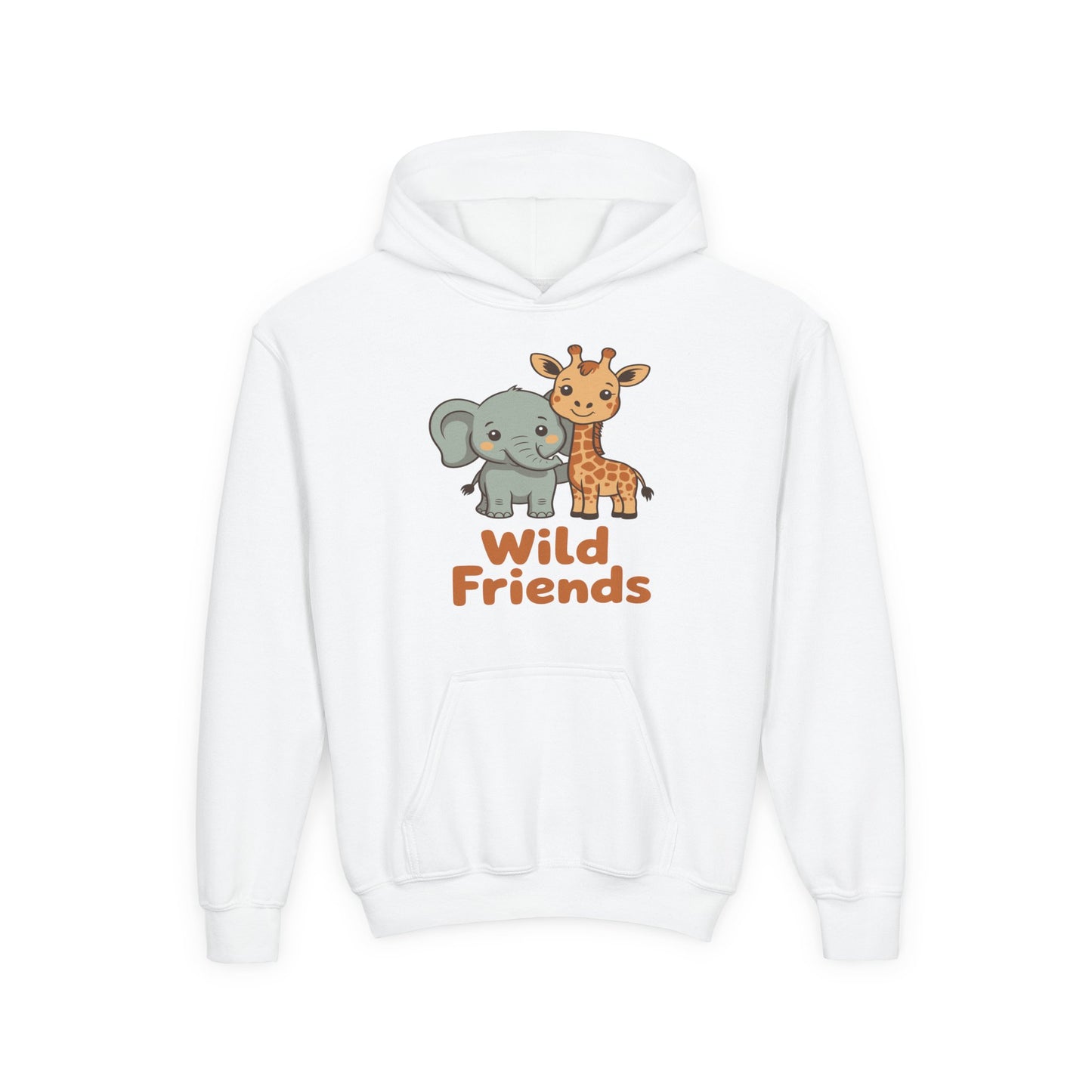 Wild Friends Kids Hoodie – Cute Elephant and Giraffe | TEEZOCA 
