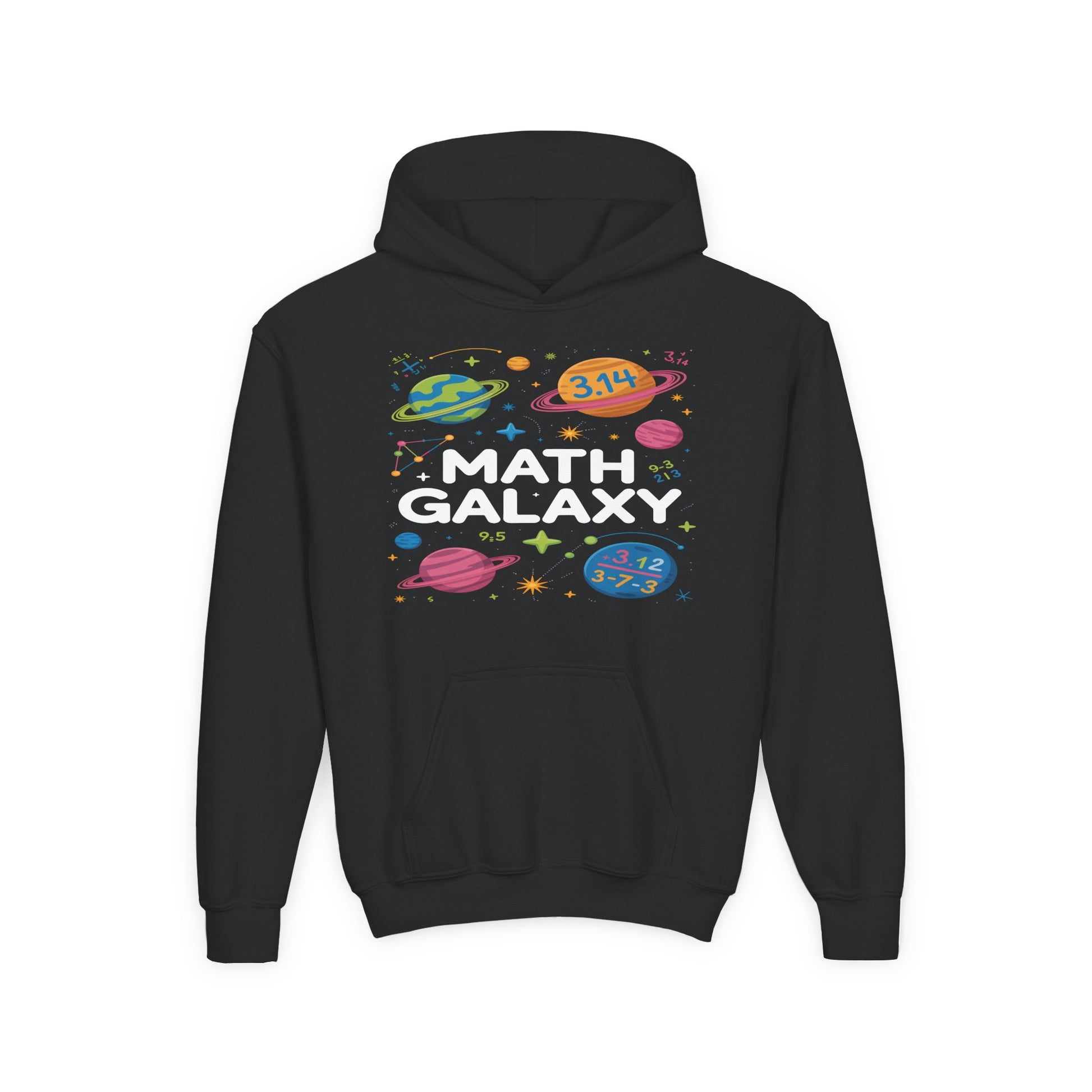 Math Galaxy Youth Hoodie — Cute Space STEM Sweatshirt for Kids ("Math Galaxy" Design) TEEZOCA