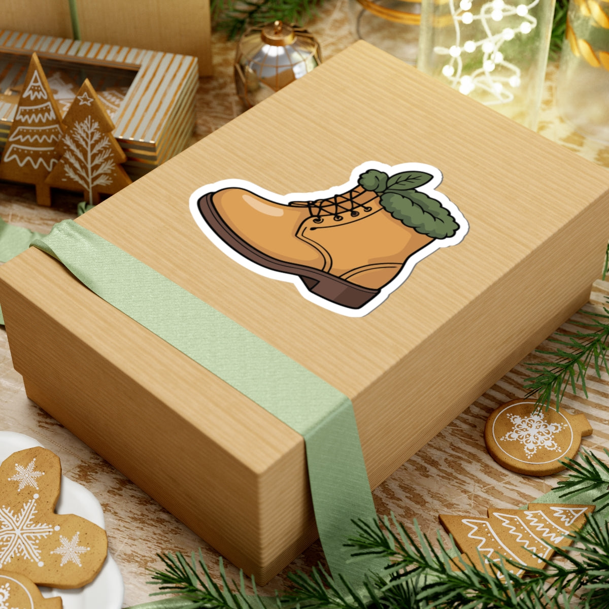 TEEZOCA warm fall boot sticker featuring nature and cozy vibes