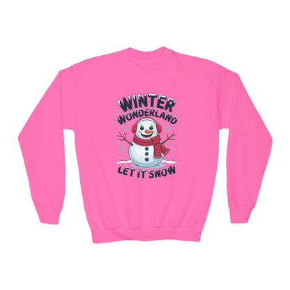 Youth Snowman Sweatshirt - "Winter Wonderland Let It Snow" Christmas Crewneck TEEZOCA