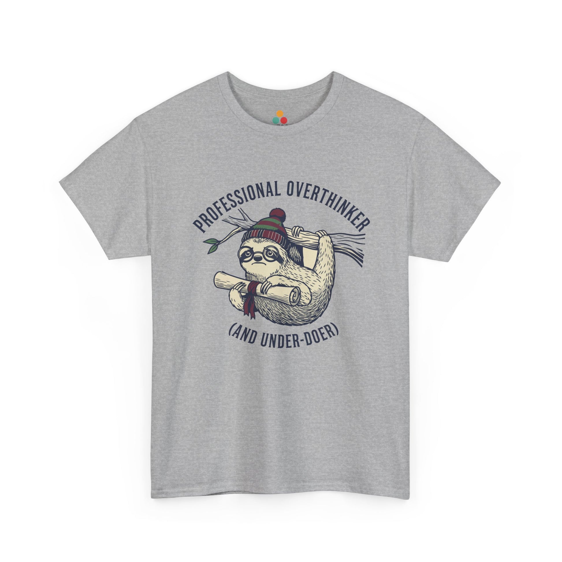 Sloth Graphic T-Shirt - "Professional Overthinker (And Under-Doer)" Funny Tee | TEEZOCA 