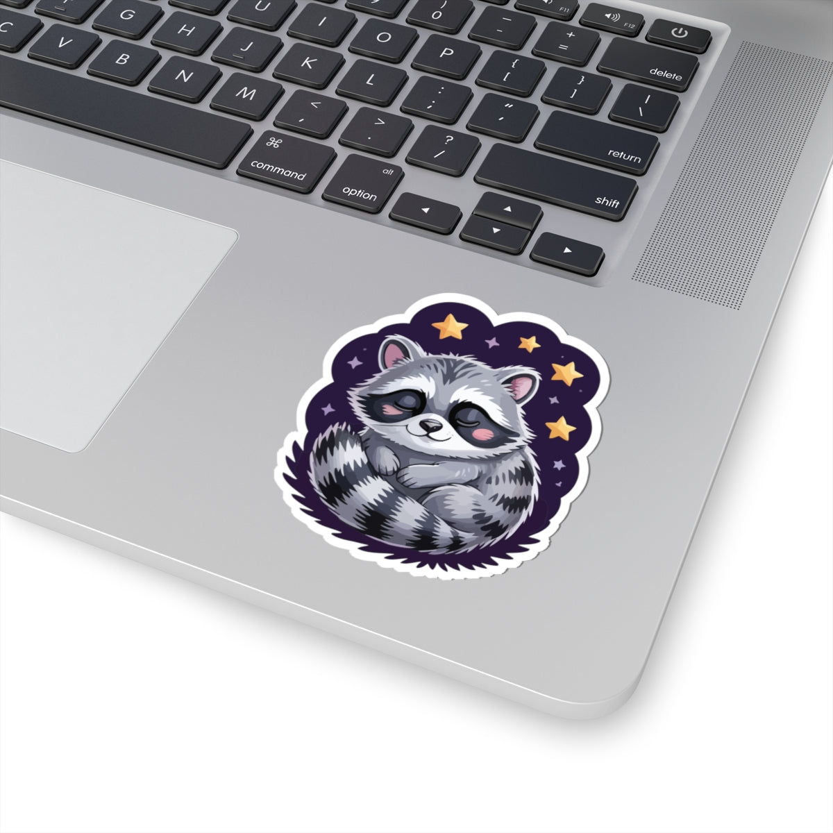 TEEZOCA adorable raccoon night sticker featuring sleeping woodland animal