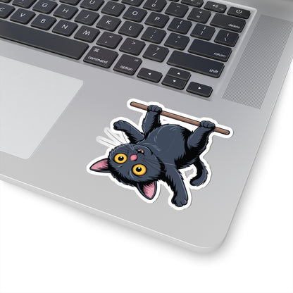 TEEZOCA playful upside down cat illustration sticker