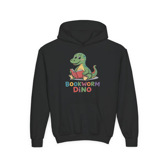 Bookworm Dino Hoodie — Cute Kids Dinosaur Reading Sweatshirt TEEZOCA