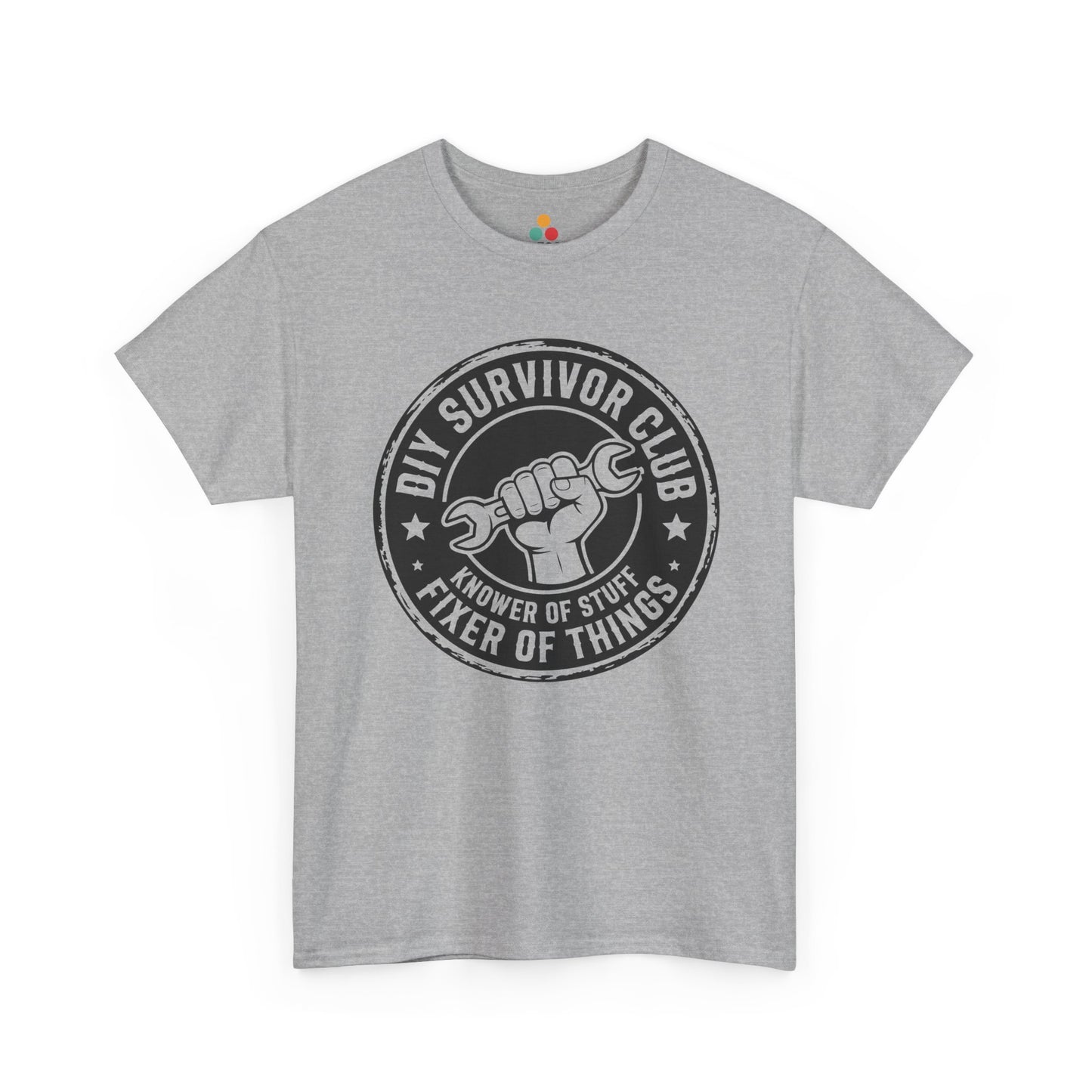 Teezoca Funyy Dad Gift sport Gray t-shirt with 'DIY Survivor Club' graphic on a white background