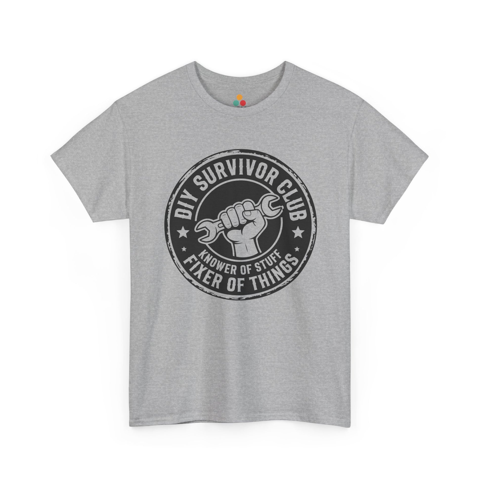 Teezoca Funyy Dad Gift sport Gray t-shirt with 'DIY Survivor Club' graphic on a white background