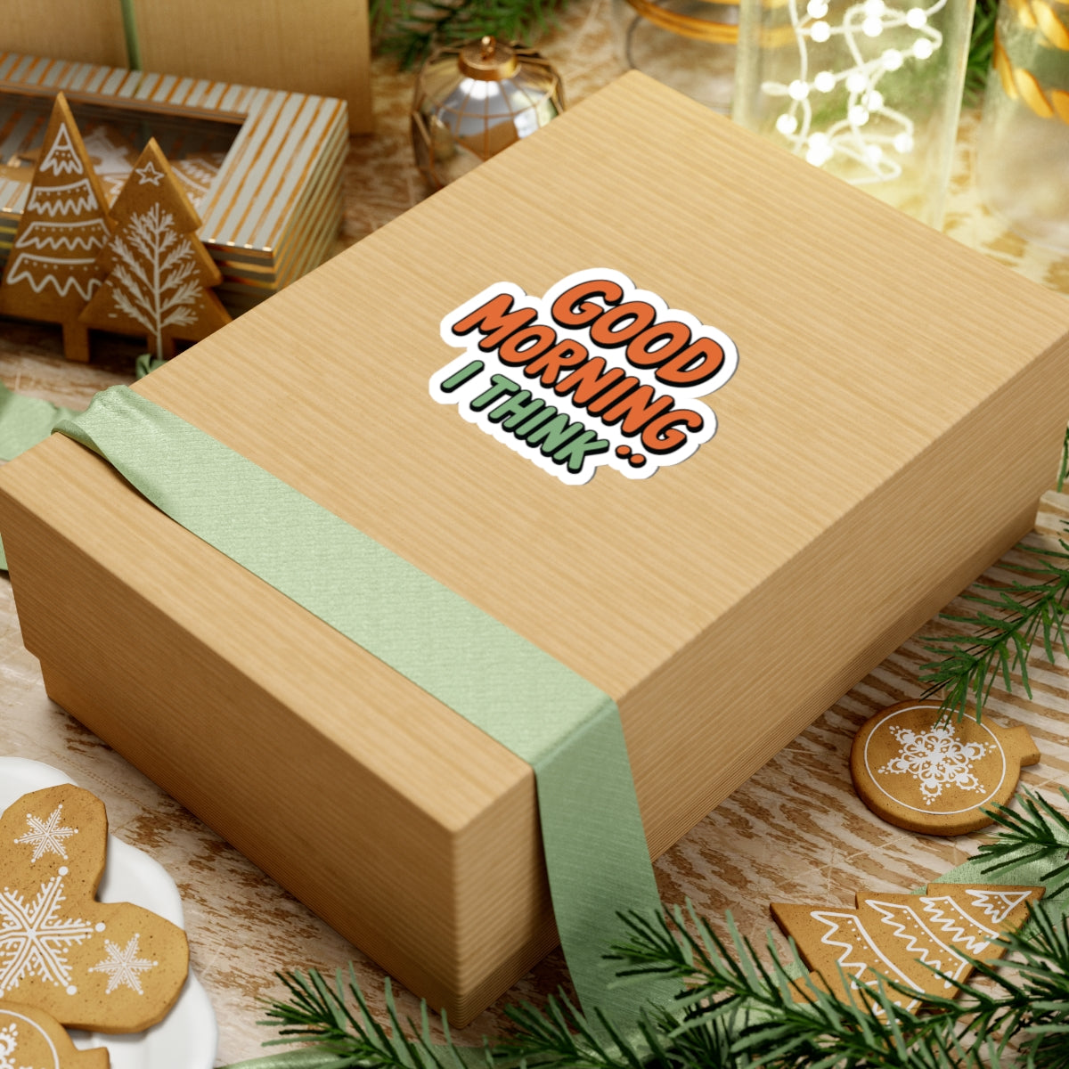 TEEZOCA sarcastic good morning text sticker bold lettering