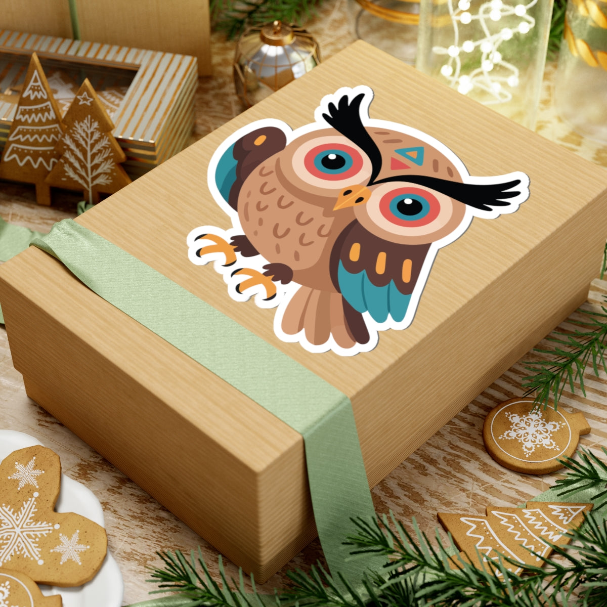 TEEZOCA playful tribal owl art for stickers