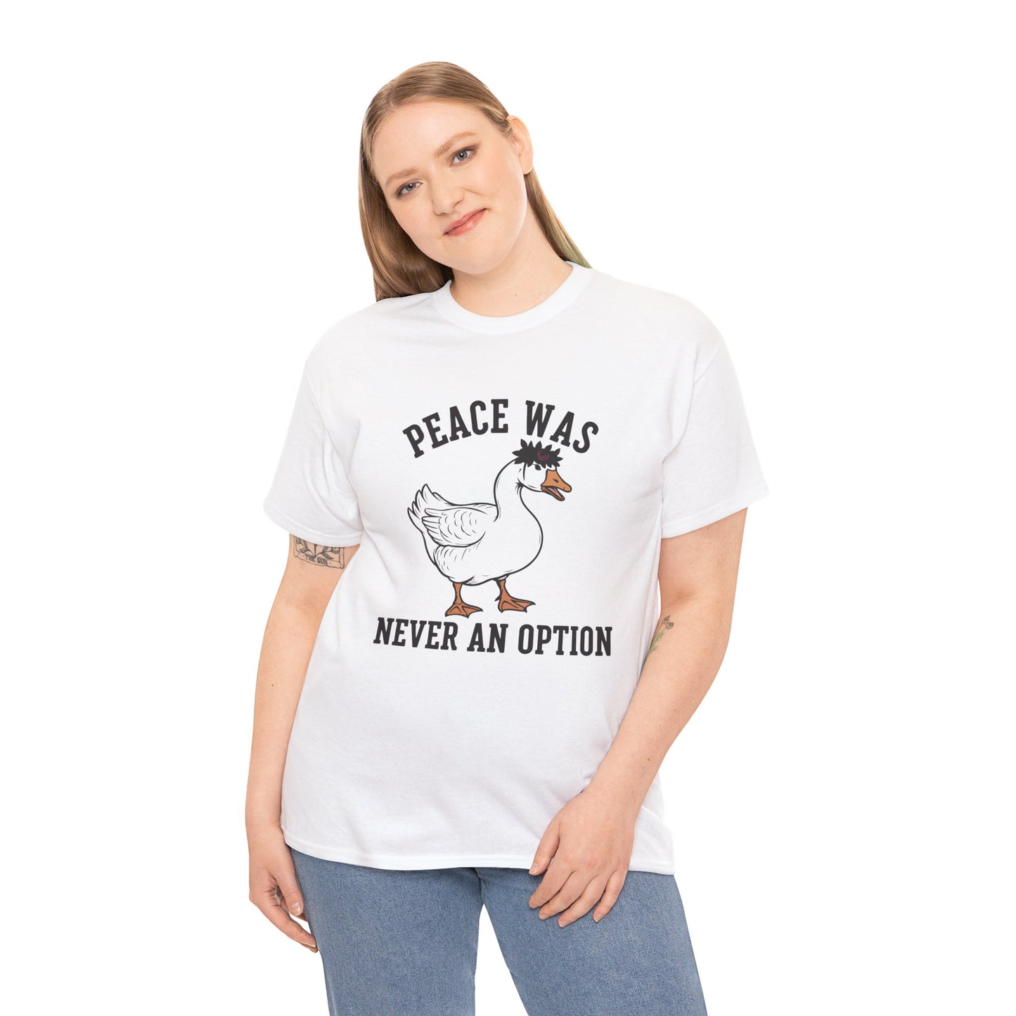 Angry Goose T‑Shirt – “Peace Was Never An Option” Funny Chaotic Goose Meme Tee | TEEZOCA 