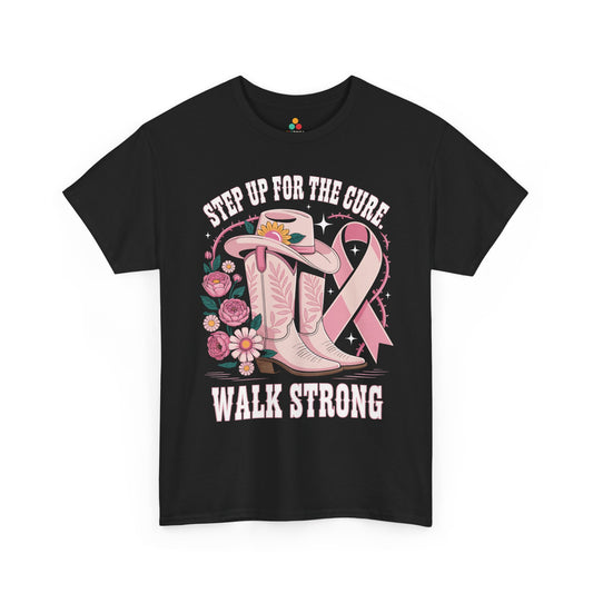 Step Up for the Cure Walk Strong Breast Cancer Awareness Unisex T-shirt | TEEZOCA 