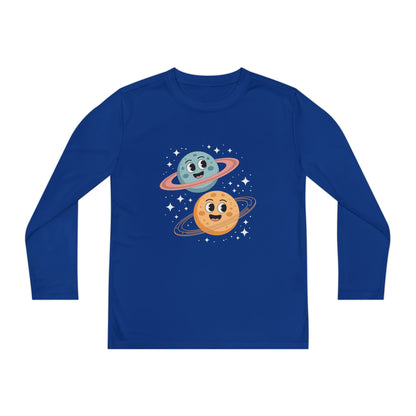 Kids Long Sleeve Tee — Cute Smiling Planets Space Shirt TEEZOCA