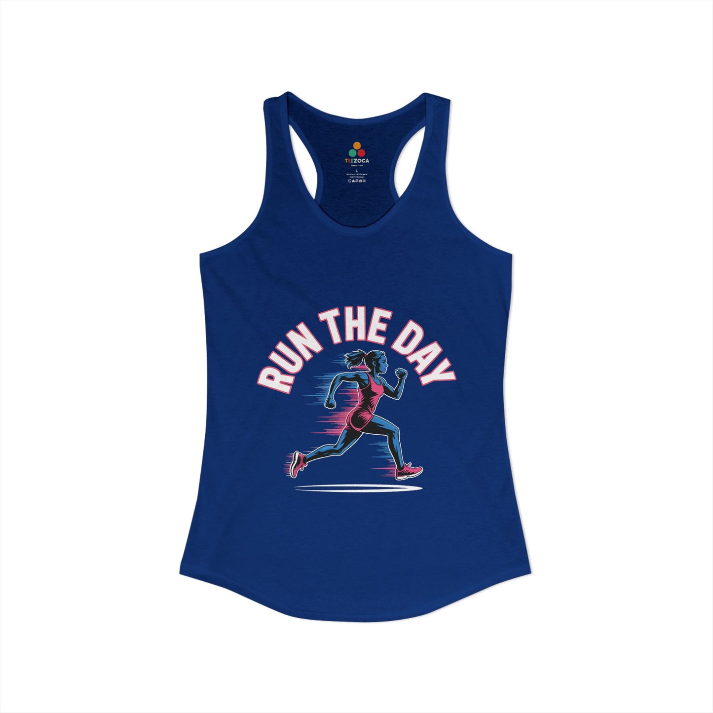 TEEZOCA women’s running tank top showcasing an energetic workout graphic for runners and gym lovers