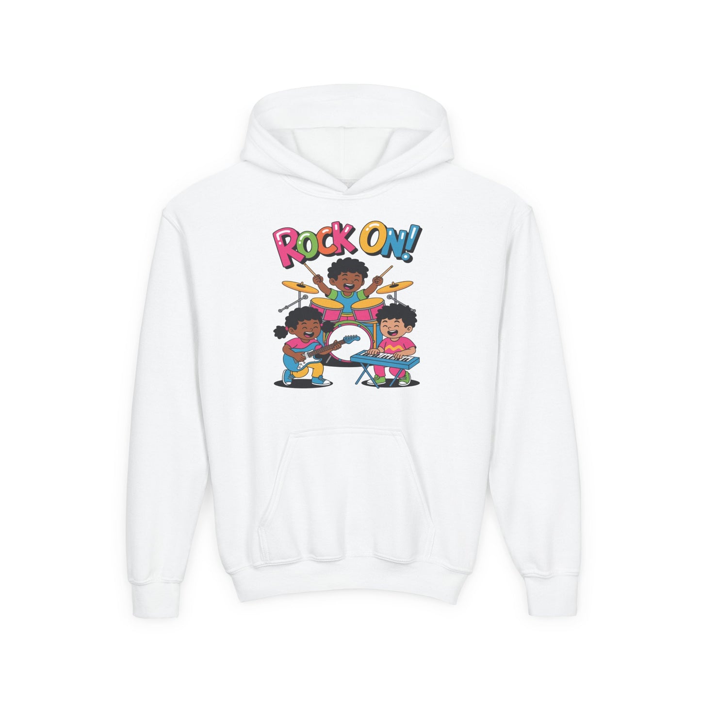 Rock On Kids Hoodie – Fun Music Band Illustration | TEEZOCA 