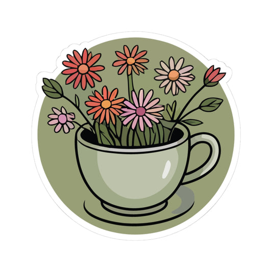 TEEZOCA cute floral teacup sticker illustration