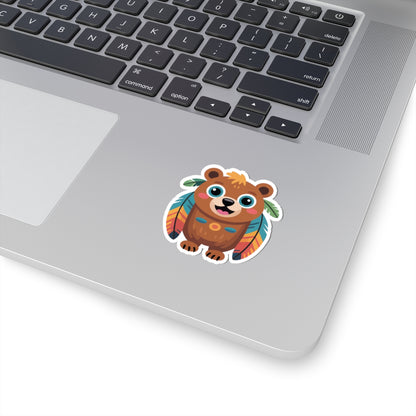 TEEZOCA boho bear illustration with decorative feather elements