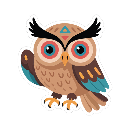 TEEZOCA tribal owl sticker with cute colorful design