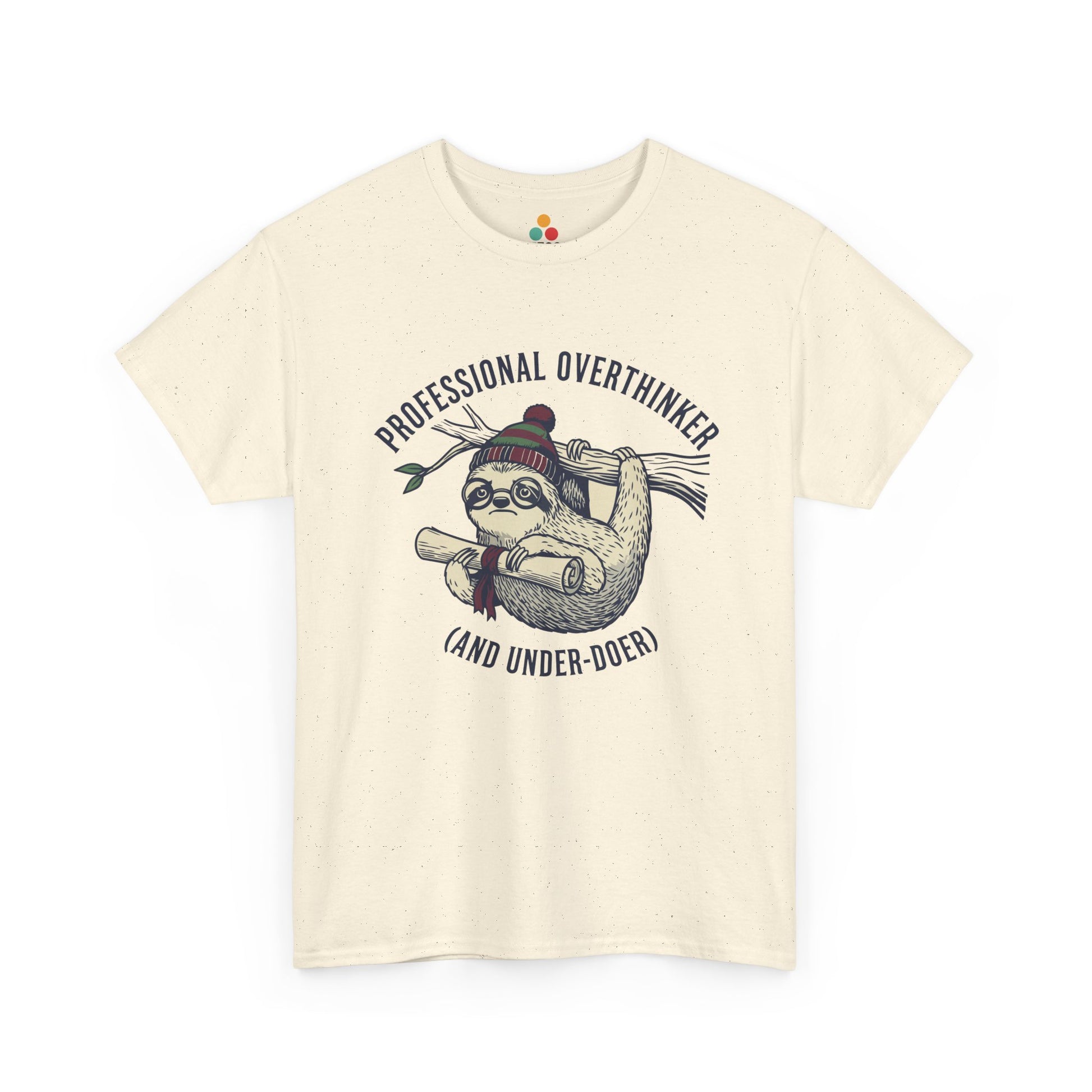 Sloth Graphic T-Shirt - "Professional Overthinker (And Under-Doer)" Funny Tee | TEEZOCA 