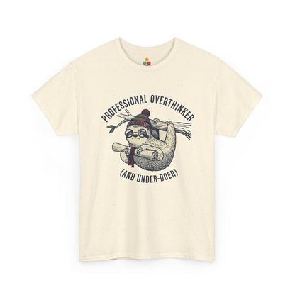 Sloth Graphic T-Shirt - "Professional Overthinker (And Under-Doer)" Funny Tee | TEEZOCA 
