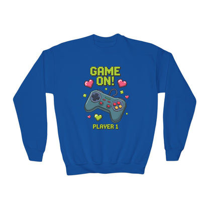 Game On Controller Sweatshirt — 'Player 1' Youth Gaming Crewneck TEEZOCA