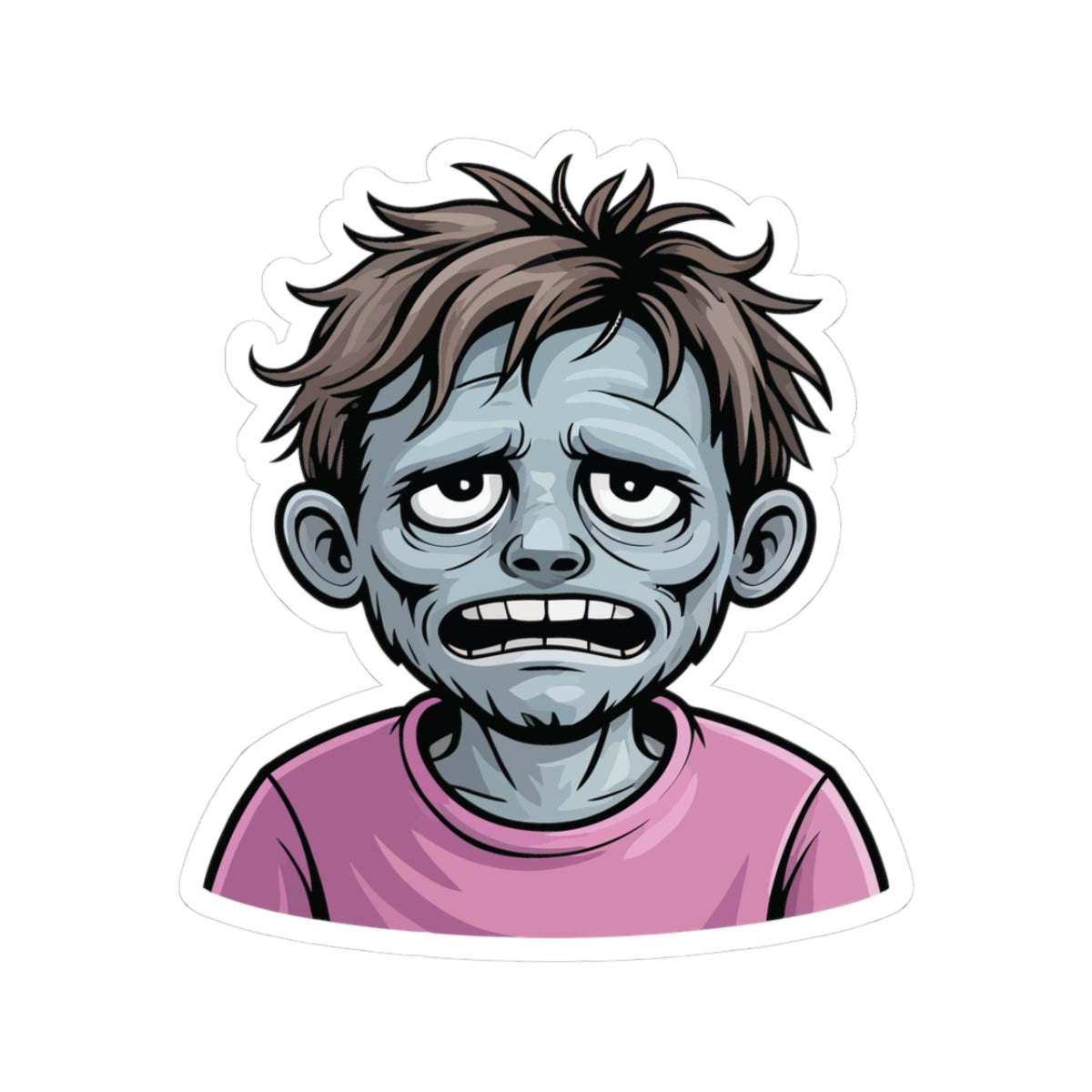 TEEZOCA tired zombie morning sticker exhausted face illustration