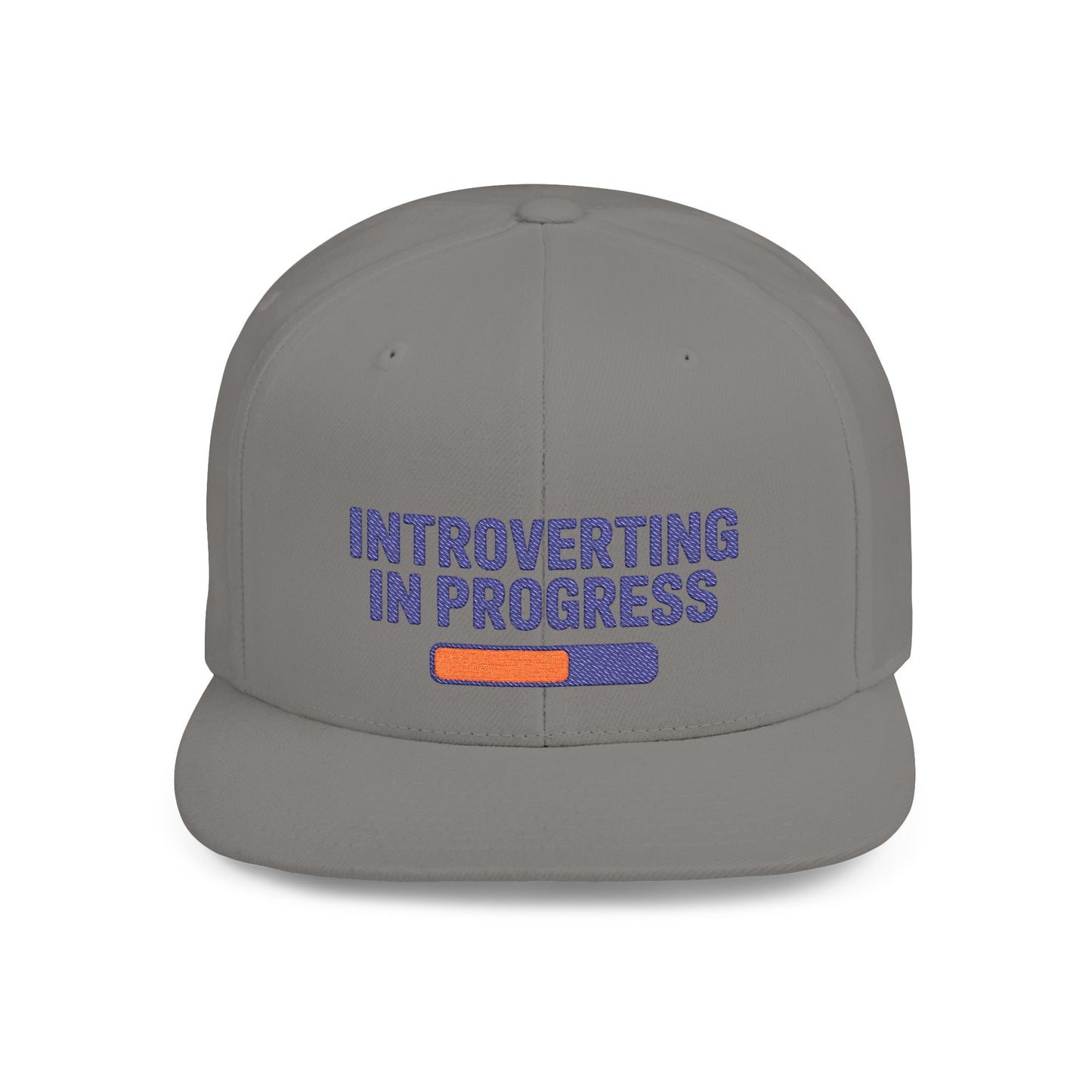 Gray cap with 'Introverting in Progress' text on a white background