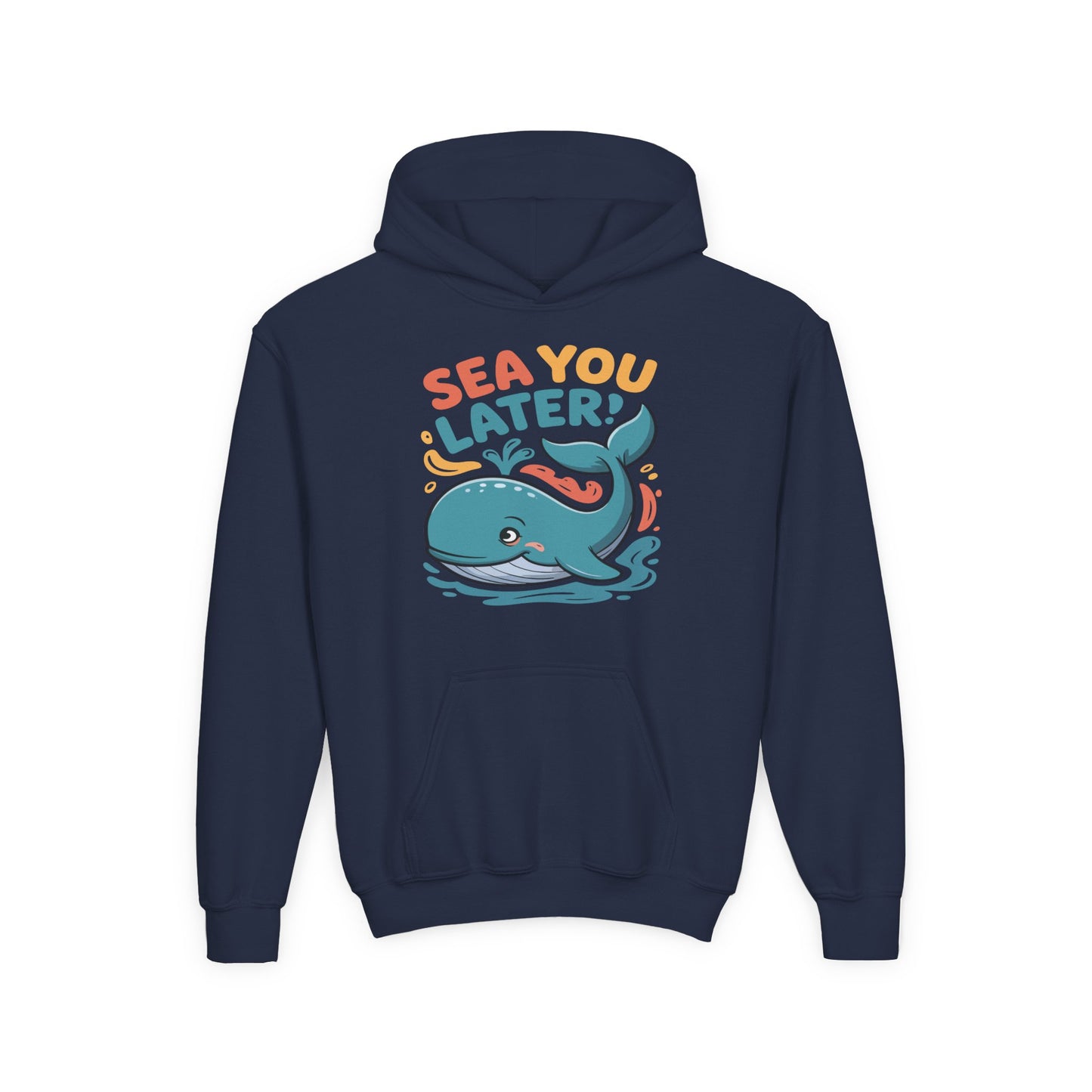 Kids hoodie featuring a cute whale with “Sea You Later” ocean-themed design TEEZOCA