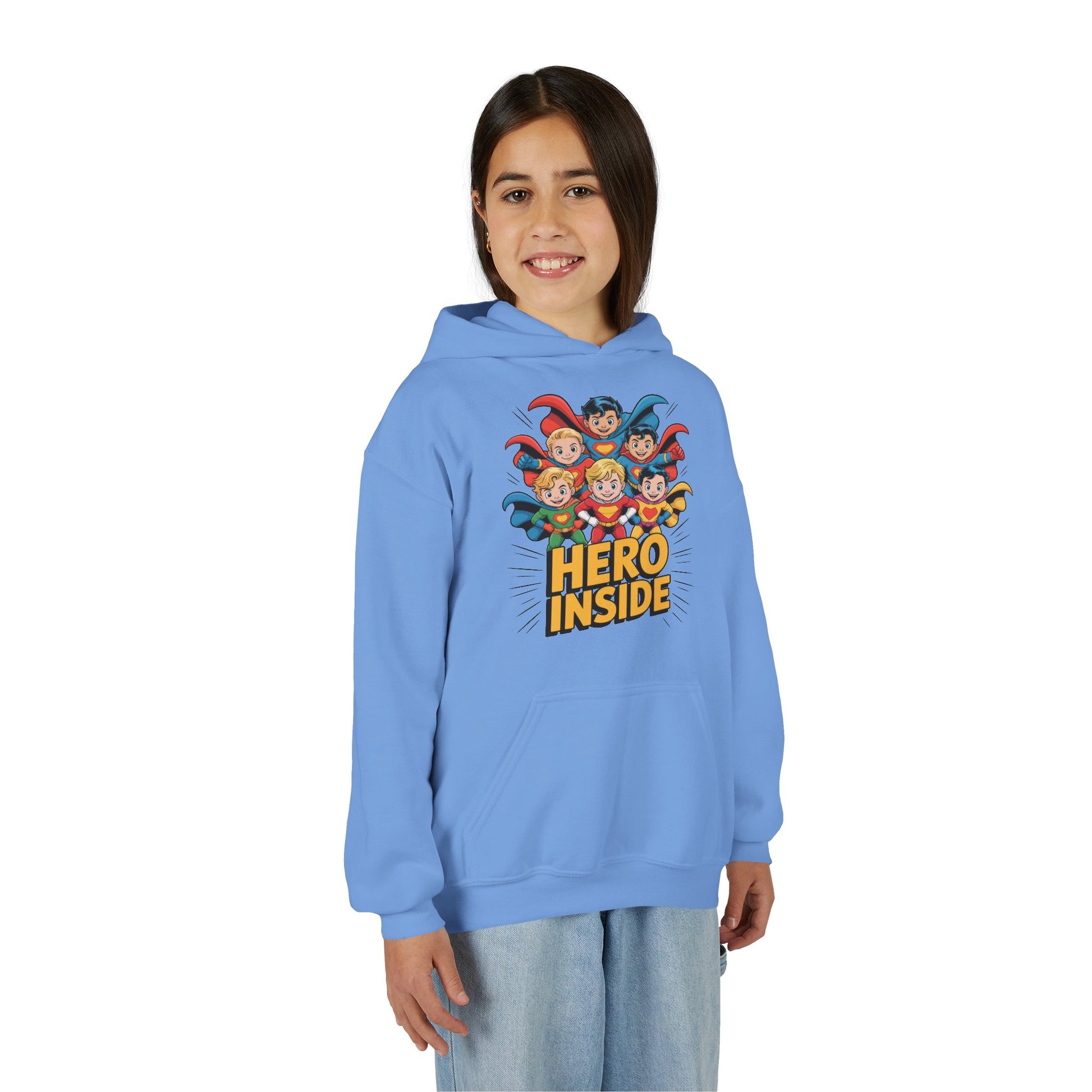 Youth Hoodie — "Hero Inside" Superhero Kids Pullover TEEZOCA