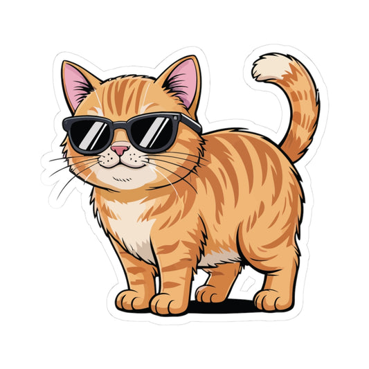 TEEZOCA cool cat wearing sunglasses cartoon sticker