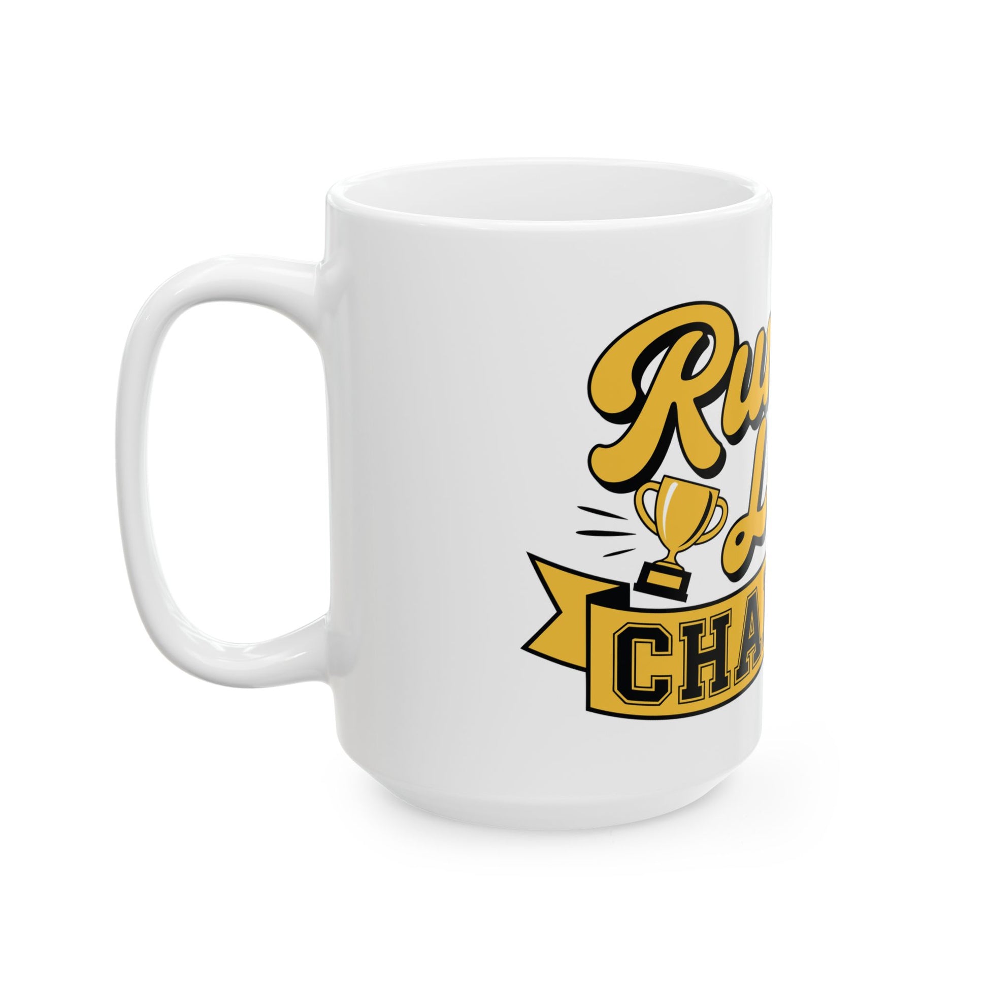 TEEZOCA Running Late Champion trophy style quote mug