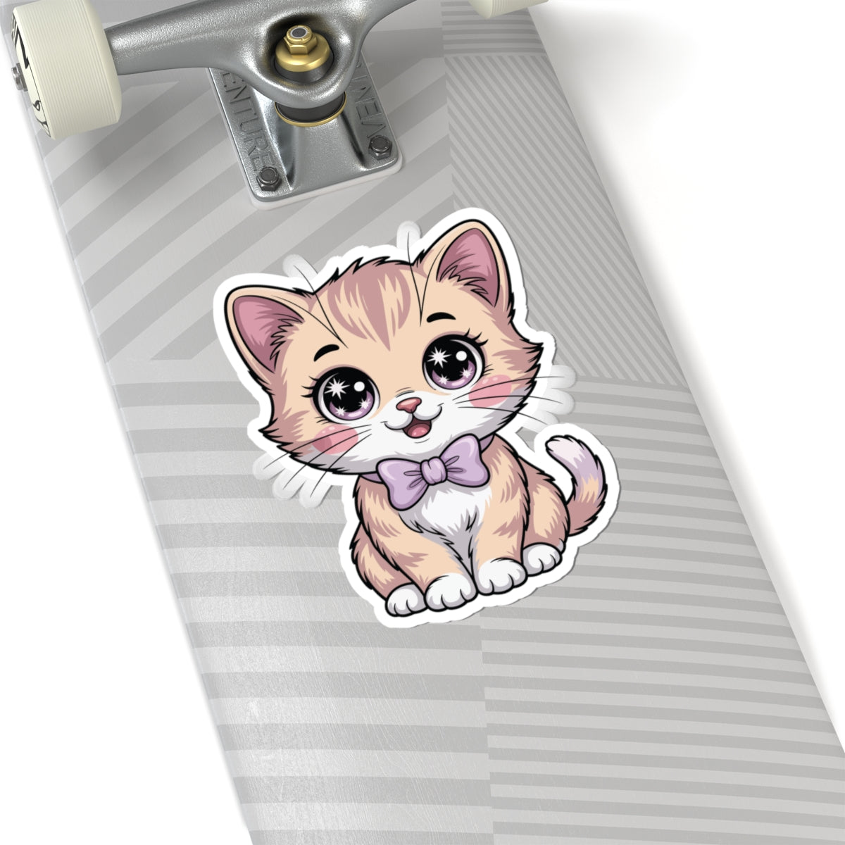 TEEZOCA cute kitten sticker with big sparkly eyes and bowtie