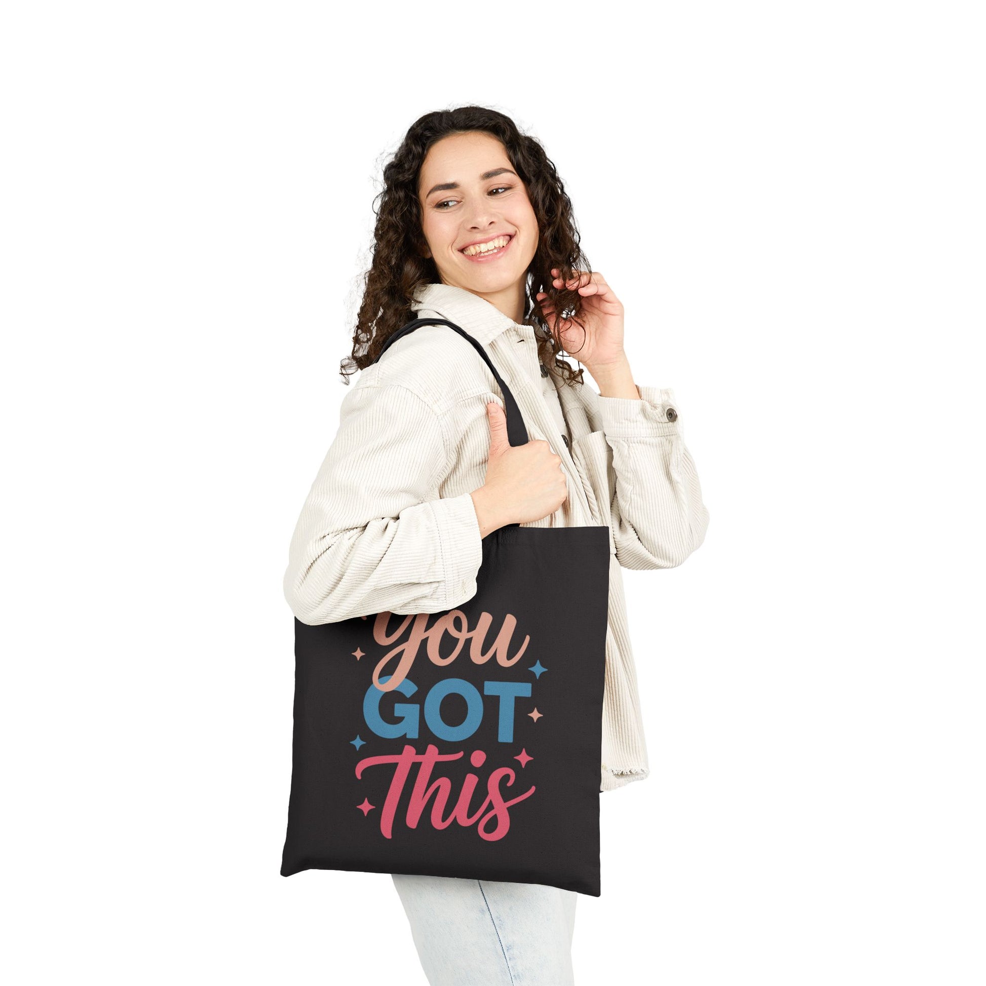 Positive affirmation You Got This lettering design on a modern TEEZOCA tote bag
