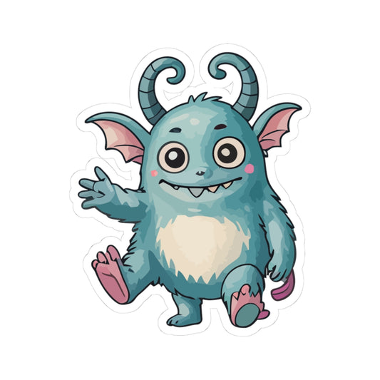TEEZOCA cute blue monster sticker waving