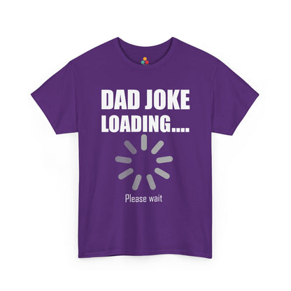 Purple t‑shirt with “Dad Joke Loading….” white lettering and grey loading icon, flat front view