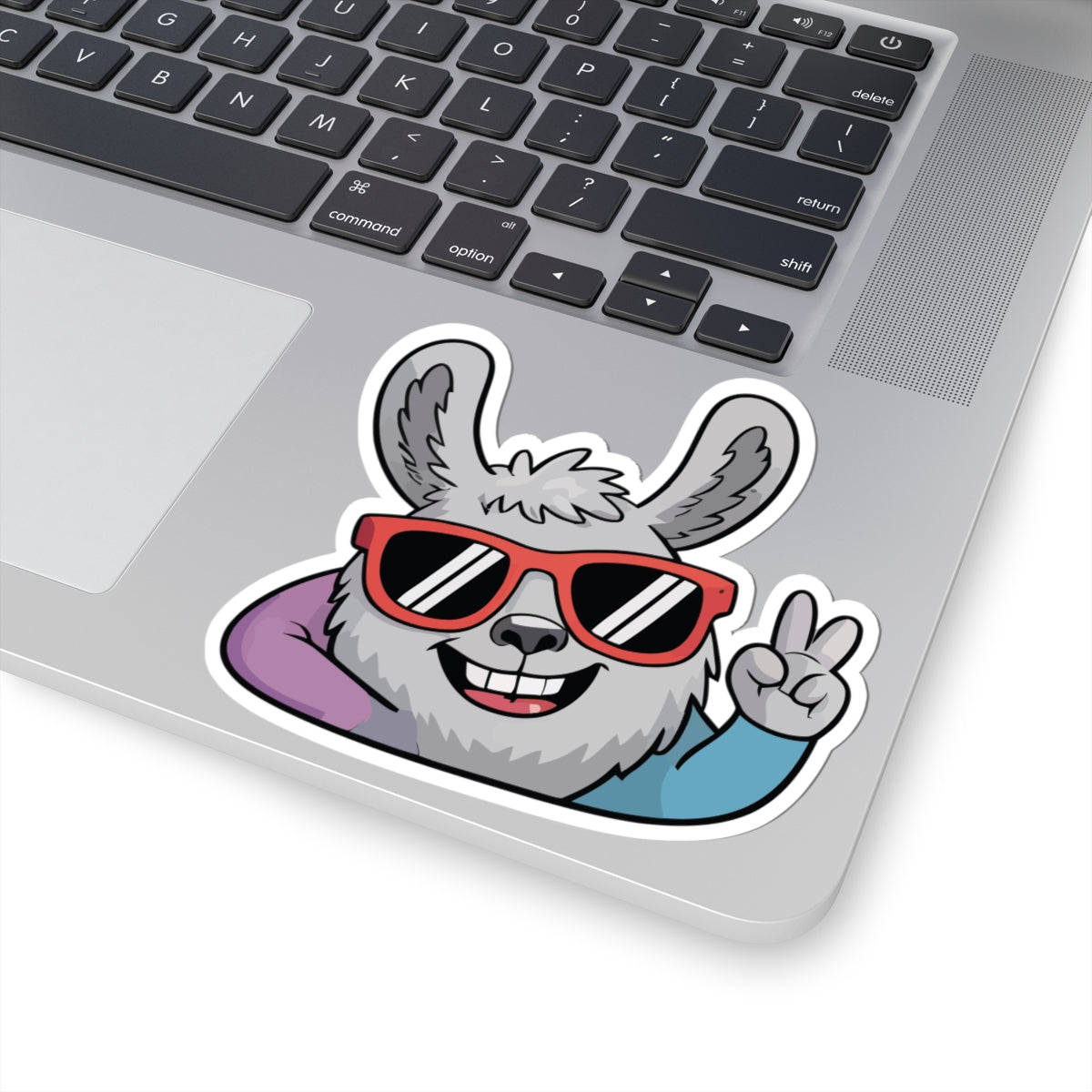TEEZOCA cool llama sticker with sunglasses and peace sign cartoon design
