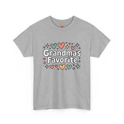 TEEZOCA gray “Grandma’s Favorite” playful family tee shown flat.