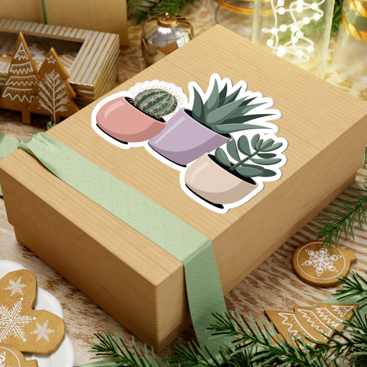 TEEZOCA botanical decor sticker with modern potted plants design