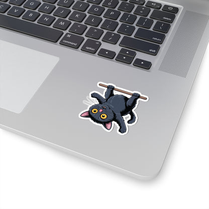 TEEZOCA playful upside down cat illustration sticker