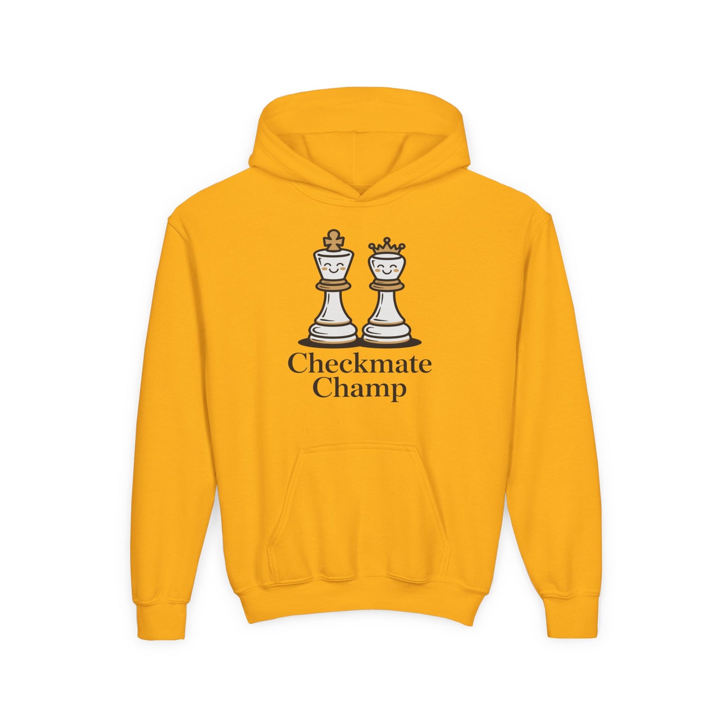Youth Hoodie — "Checkmate Champ" Chess King & Queen Kids Pullover TEEZOCA