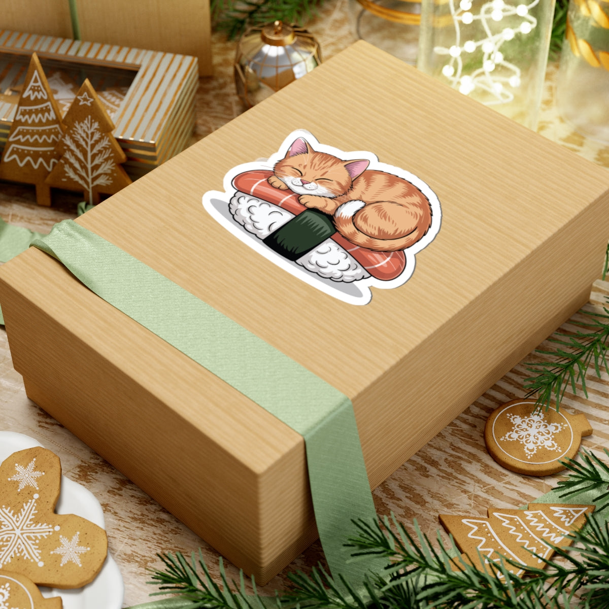 TEEZOCA cute sushi cat sticker adorable kawaii food cat art