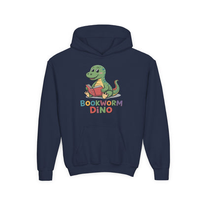 Bookworm Dino Hoodie — Cute Kids Dinosaur Reading Sweatshirt TEEZOCA