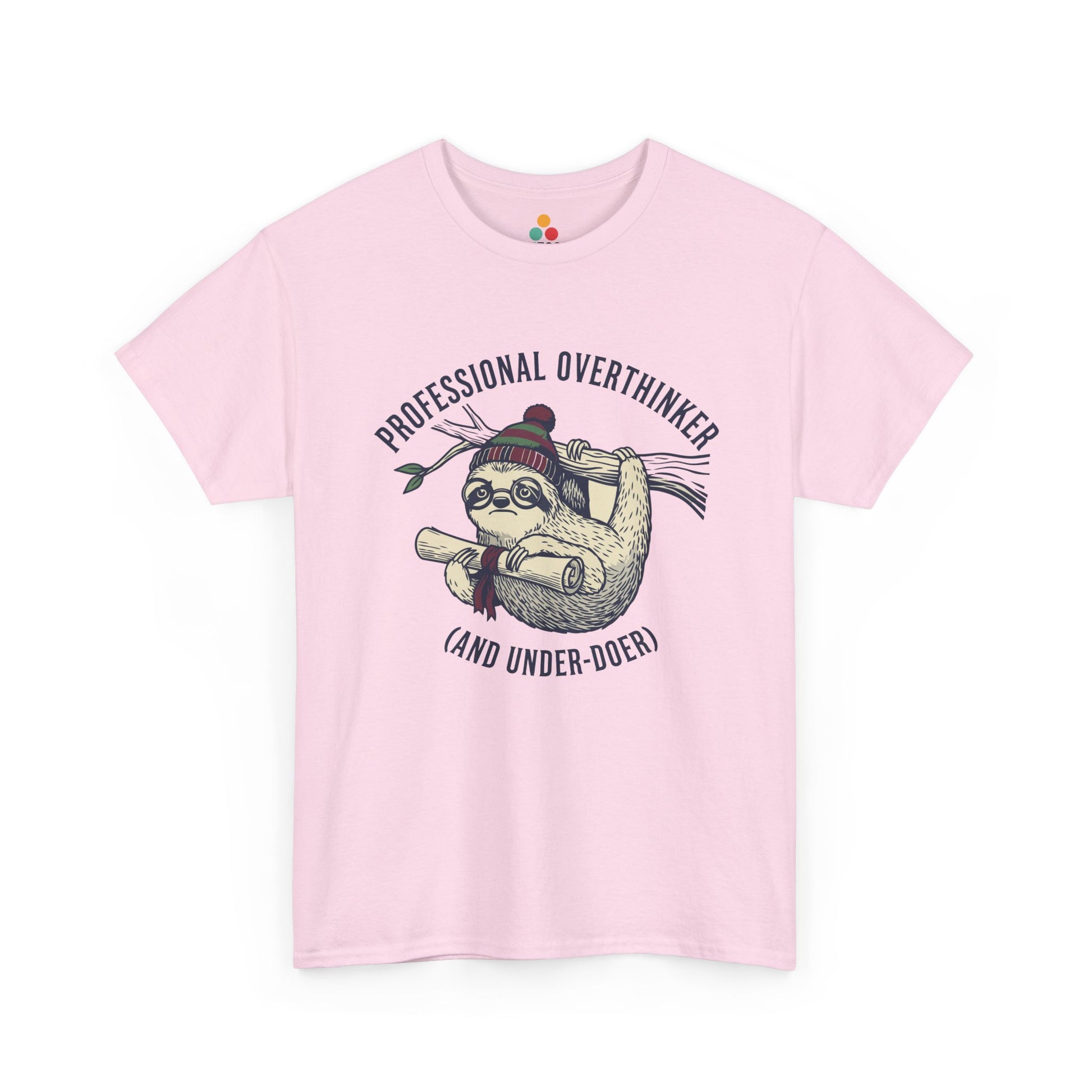 Sloth Graphic T-Shirt - "Professional Overthinker (And Under-Doer)" Funny Tee | TEEZOCA 