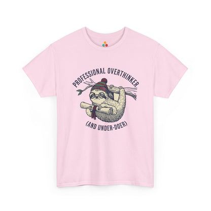 Sloth Graphic T-Shirt - "Professional Overthinker (And Under-Doer)" Funny Tee | TEEZOCA 