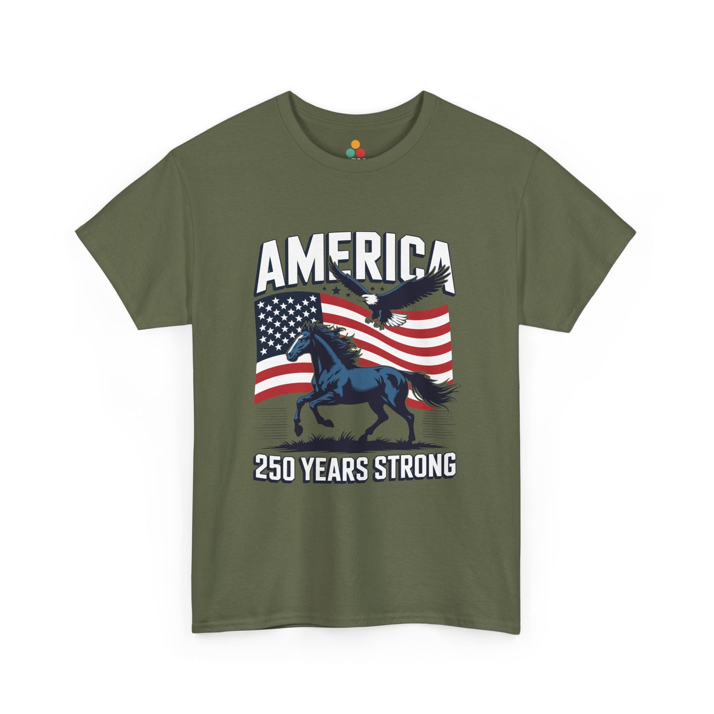 America 250 Years Strong Patriotic T‑Shirt — Semiquincentennial Eagle & Horse Tee | TEEZOCA 