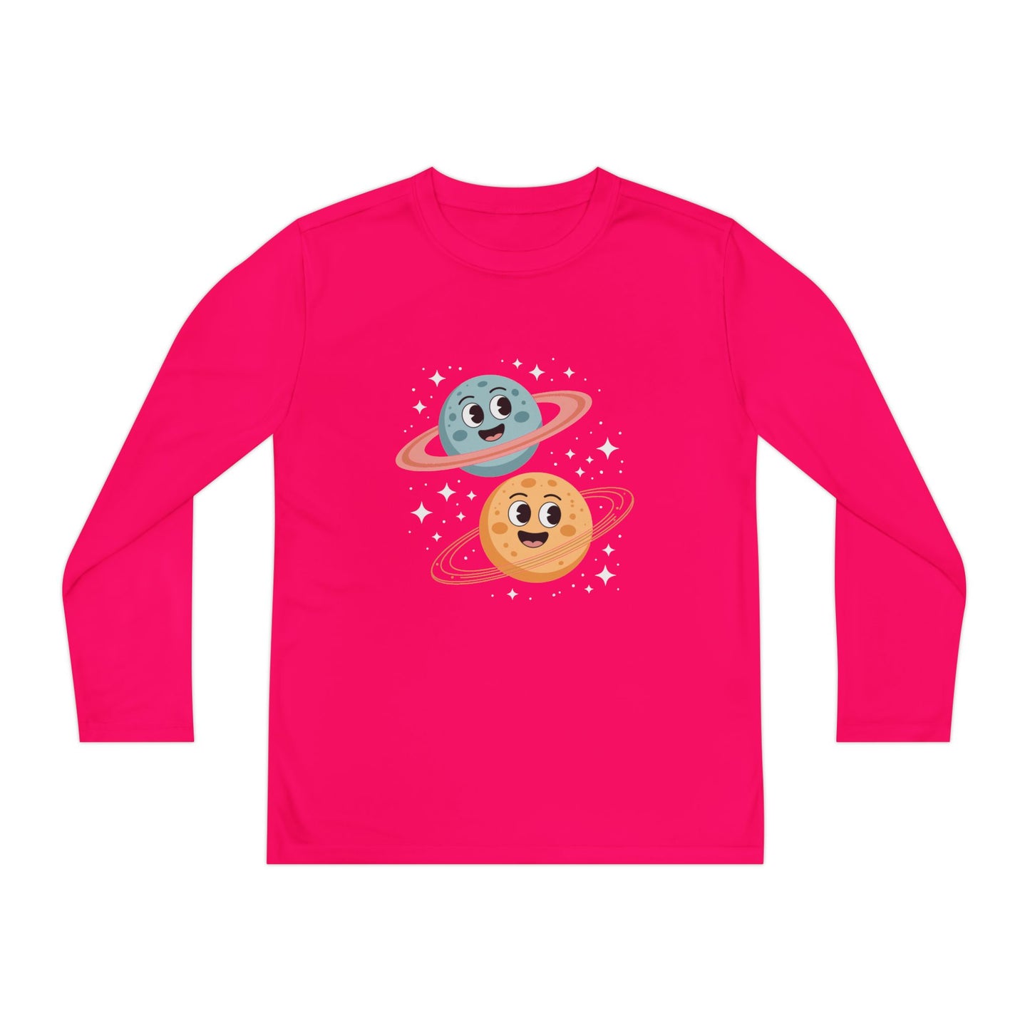 Kids Long Sleeve Tee — Cute Smiling Planets Space Shirt TEEZOCA