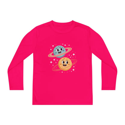 Kids Long Sleeve Tee — Cute Smiling Planets Space Shirt TEEZOCA