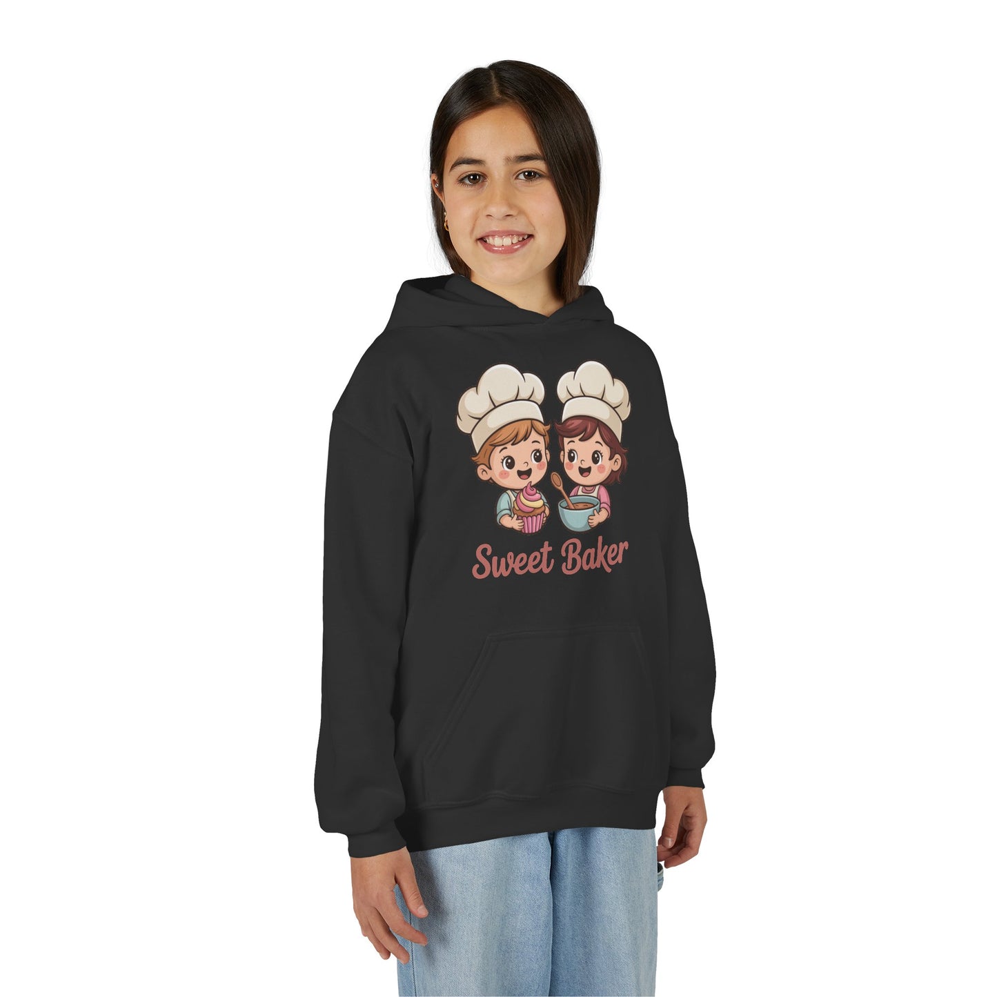 Youth Hoodie — Cute “Sweet Baker” Kids Chef Graphic Sweatshirt TEEZOCA