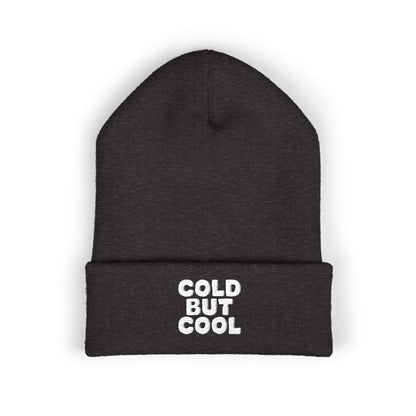 Cozy cuffed acrylic beanie with white Cold But Cool design