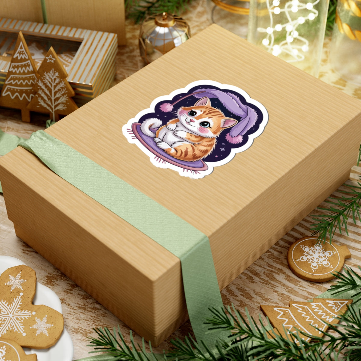 TEEZOCA cozy sleeping cat sticker for laptop planner journal and kawaii decor