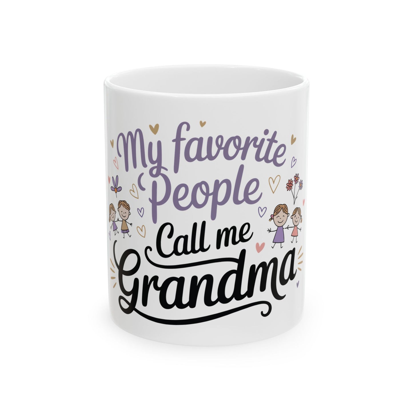 TEEZOCA mug featuring the My Favorite People Call Me Grandma design with children illustrations